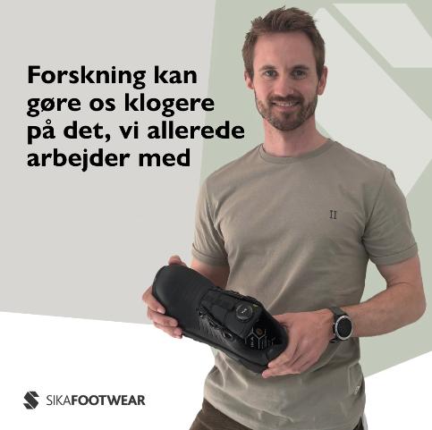 Lasse Jakobsen, postdoc og ph.d. ved Aalborg Universitet, med SIKA 80202 Advance Microfiber BOA®. Lasse er en af forskerne bag Traction+, hvor Sika Footwear bidrager med viden og rådgivning om professionelt fodtøj og skridsikkerhed.